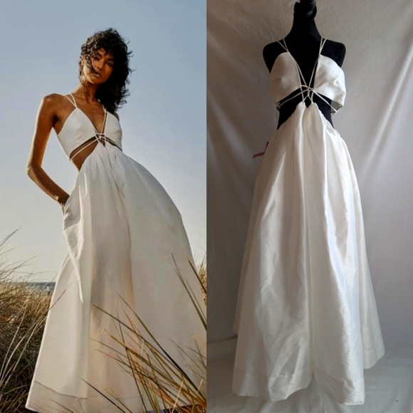 BHLDN Helen O'Connor Super Nova Modern Strappy Cutouts Maxi Dress Gown - Picture 1 of 16